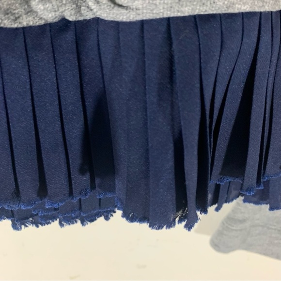 J Crew Crewneck Sweatshirt Gray Navy Blue Ruffled Hem High-Lo Small - Picture 5 of 7